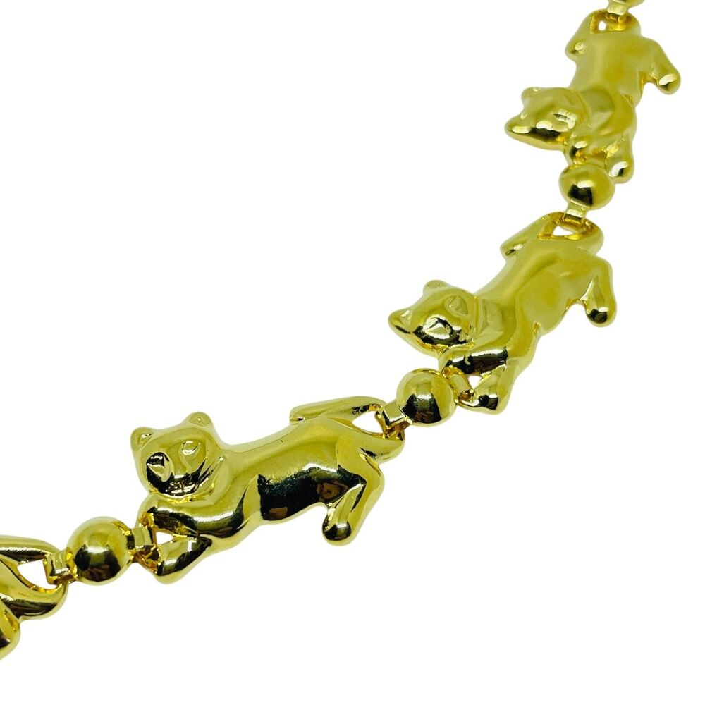 AVON vintage gold tone figural cats panthers link chain designer necklace - Picture 6 of 7